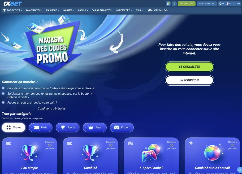 Offres promotionnelles de 1xBet